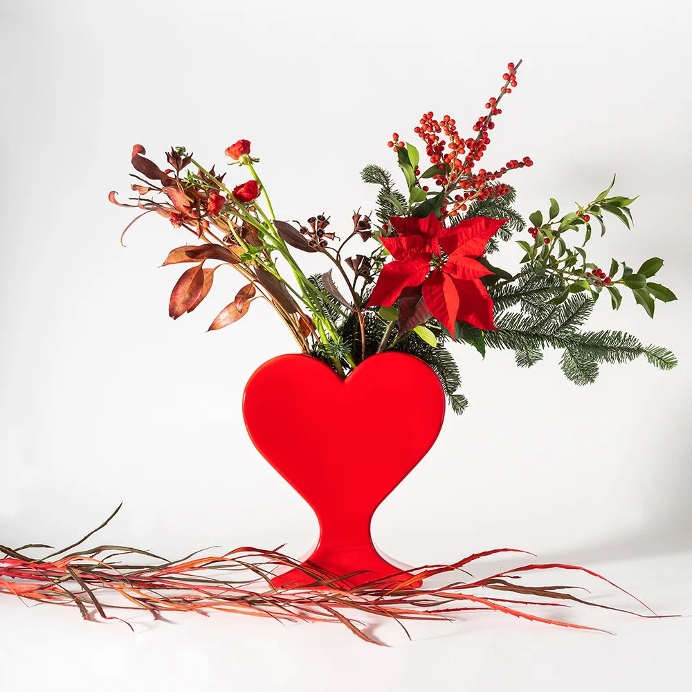 Vase coeur en céramique | Rouge