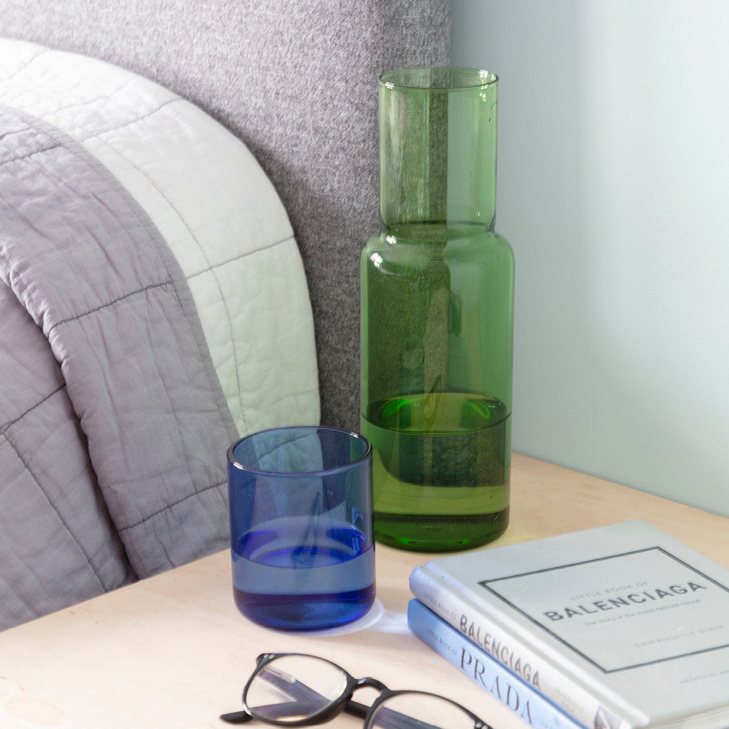 Duo carafe et verre | Bleu & vert